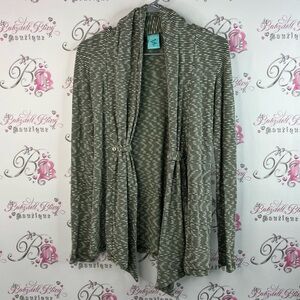 H.i.p cardigan button detail cinch Striped green Gray white Women's Sweater